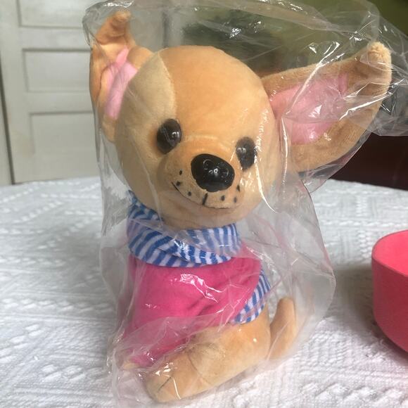 Adorable Chihuahua Plush Toy w/ Pink Bed and Pink Sweater 9" Stuffed Dog Kawaii - Picture 3 of 12